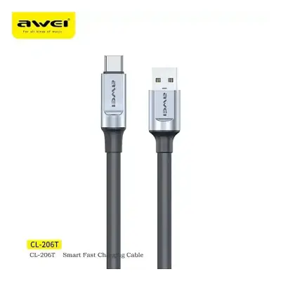Awei CL-206T 1m Type-C Intelligent Fast Charging Cable 5.A Fast Data Transmission Flexible & Durable